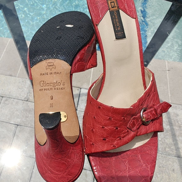 Giorgio's of Palm Beach Red Genuine Alligator Leather Heels - Picture 3 of 4